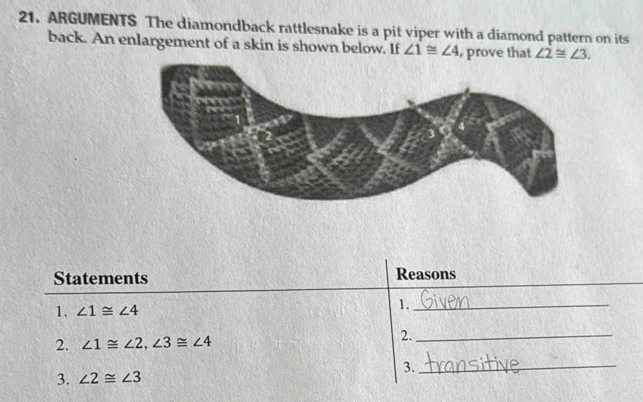 Solved: ARGUMENTS The diamondback rattlesnake is a pit viper with a ...
