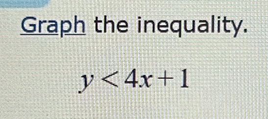 Graph the inequality.
y<4x+1