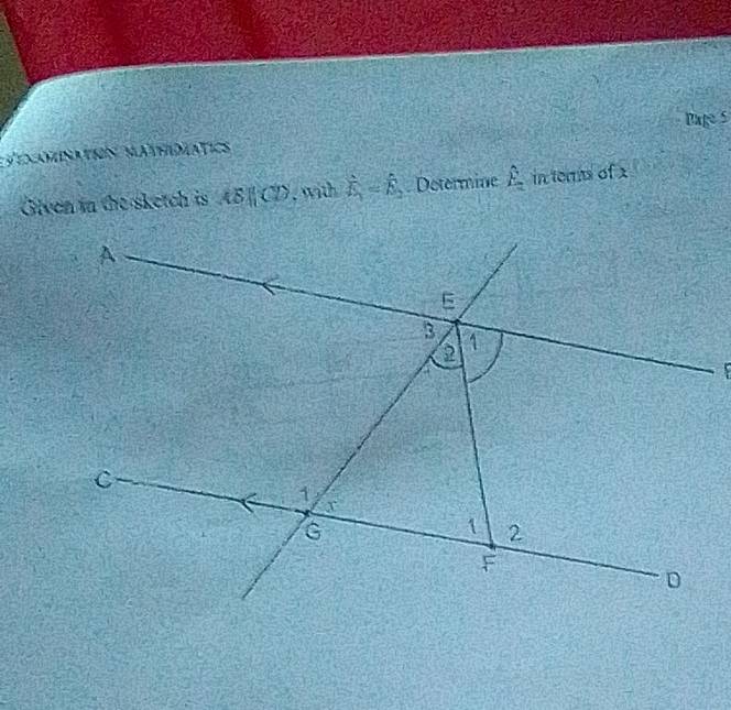 Dage s
Venozination Mäthidzatics
Given in the sketch is AB||CD , with hat E_1=hat E_2 Determine  in terms of