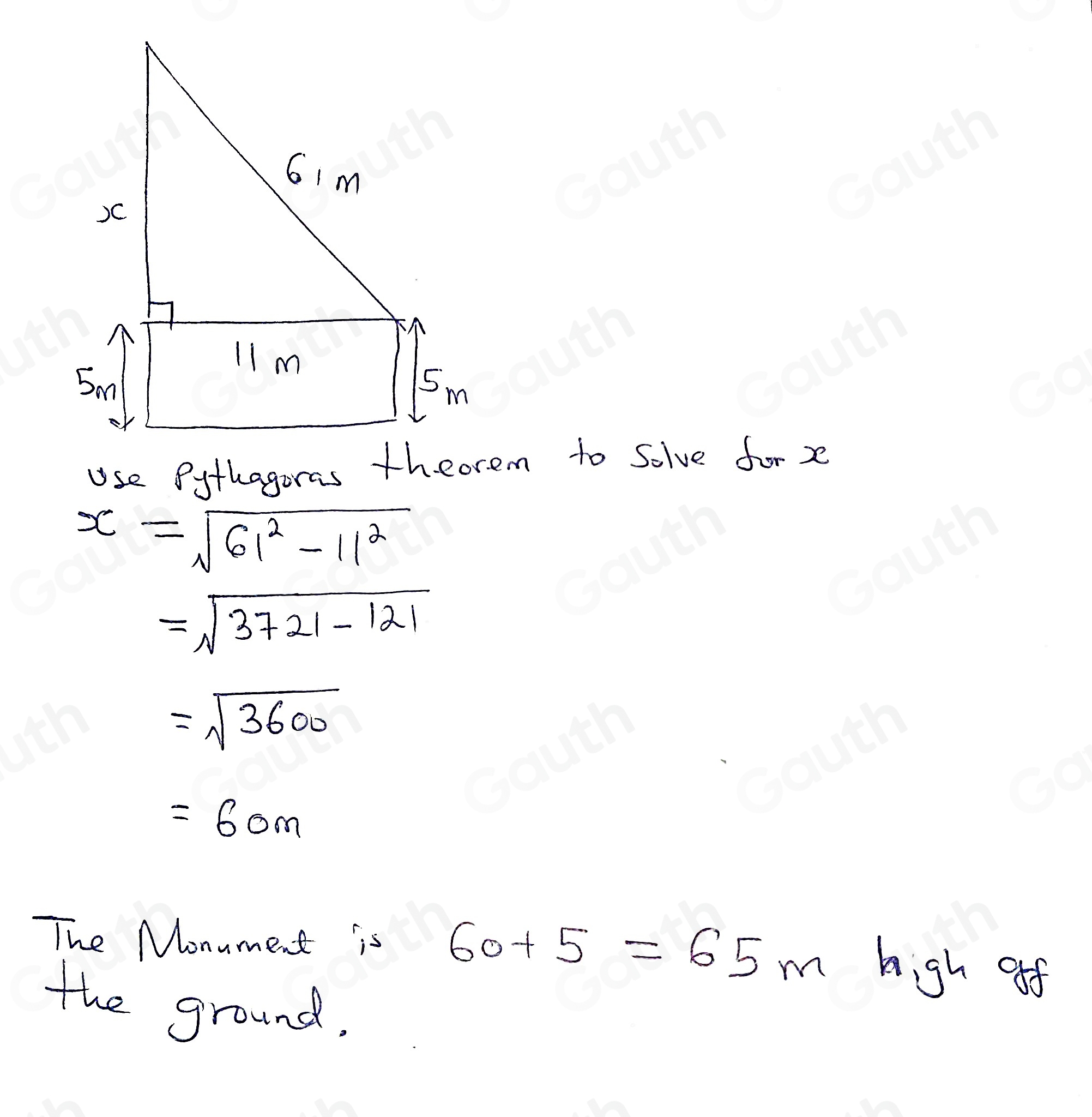 Triangle monument volume problem