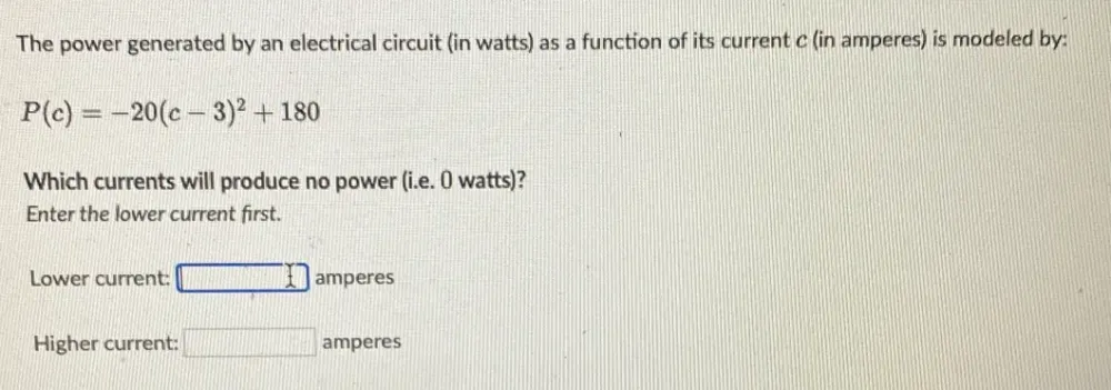Solved: The power generated by an electrical circuit (in watts) as a ...