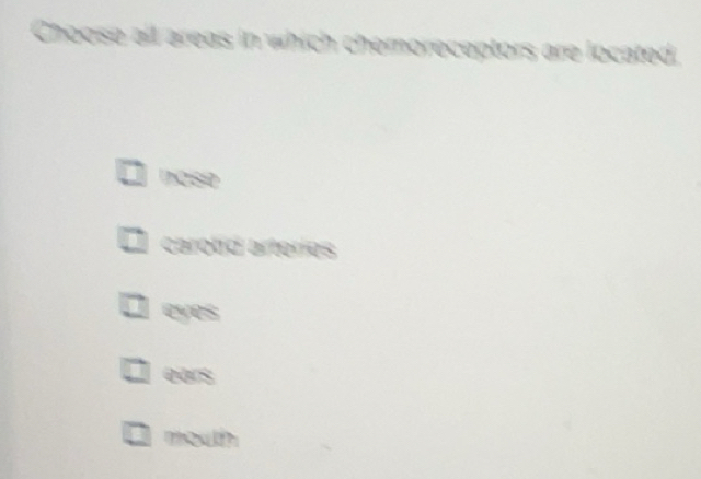 Solved Choose All Areas In Which Chemoreceptors Are Located Tosio 