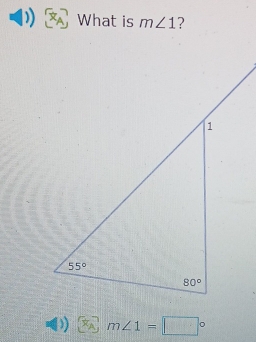 What is m∠ 1 ?
□°m∠ 1=□°