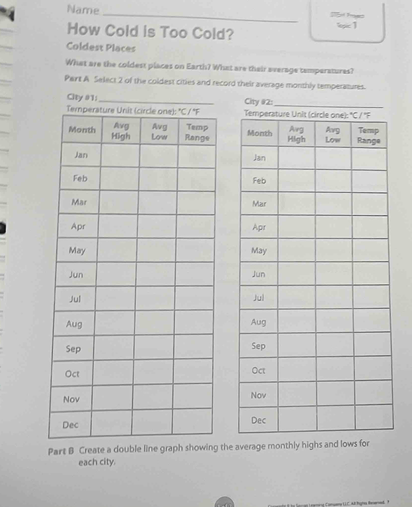 Solved: Name_ Dnk Provees How Cold is Too Cold? Topic 1 Coldest Places ...