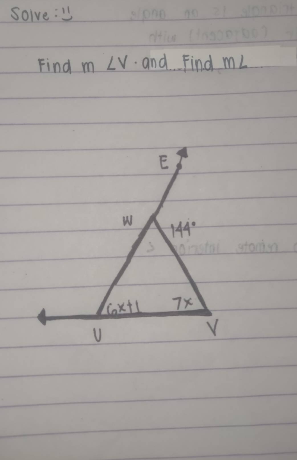 Soive : 
Find m∠ V and Find m∠