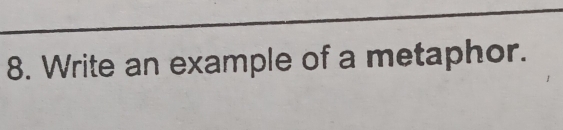 Write an example of a metaphor.