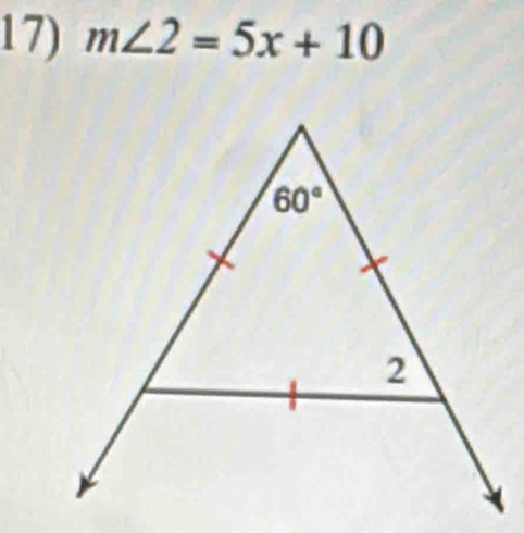 m∠ 2=5x+10