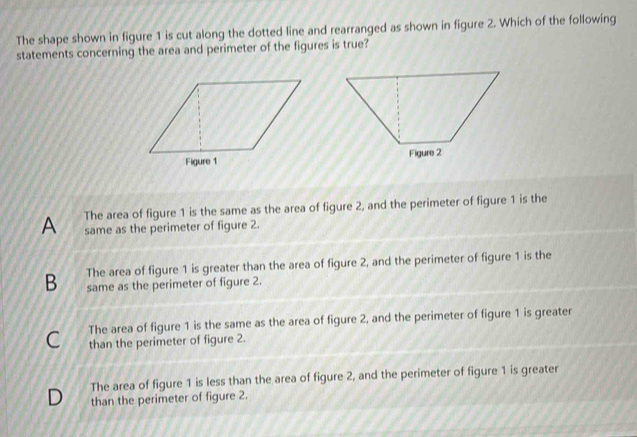 Solved: The shape shown in figure 1 is cut along the dotted line and ...