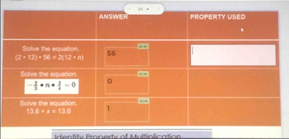 Identity Property of Multiplication