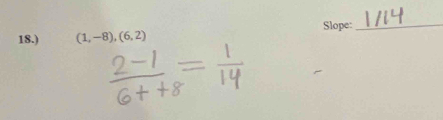 Slope:_ 
18.) (1,-8),(6,2)