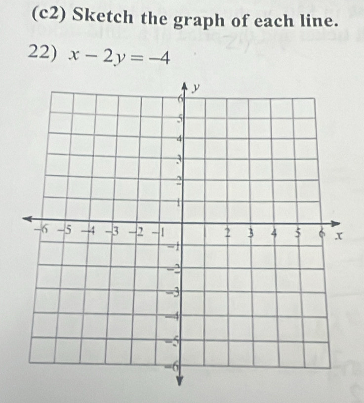 (c2) Sketch the graph of each line. 
22) x-2y=-4