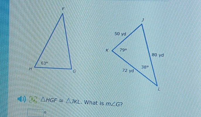 □ △ HGF≌ △  . What is m∠ G
□°