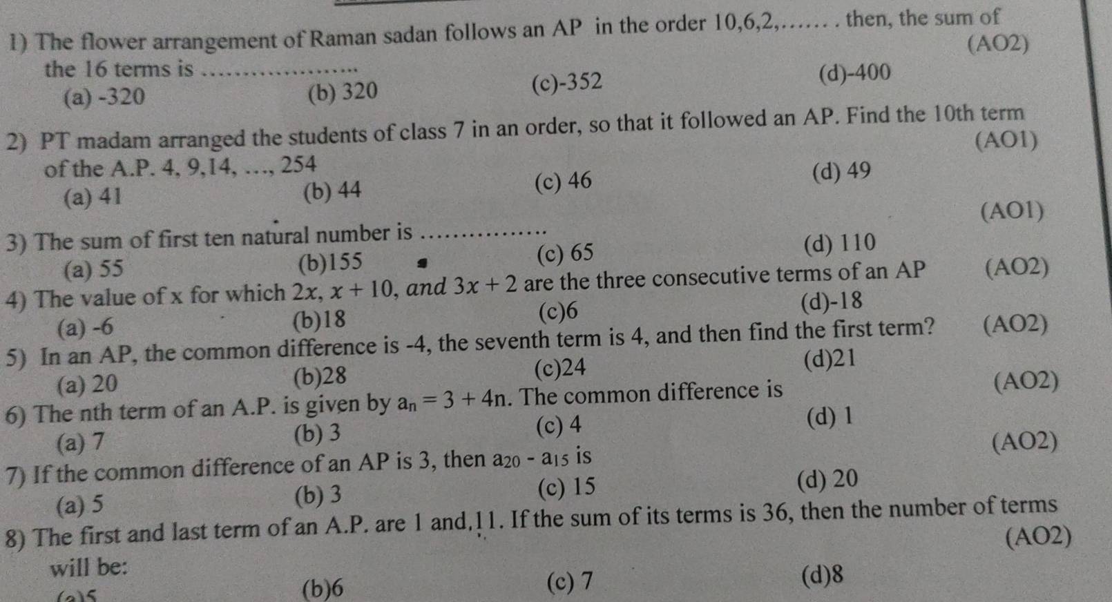 Solved: The flower arrangement of Raman sadan follows an AP in the ...