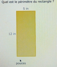 Quel est le périmètre du rectangle ? 
pouces