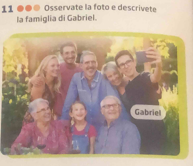 Osservate la foto e descrivete 
la famiglia di Gabriel.