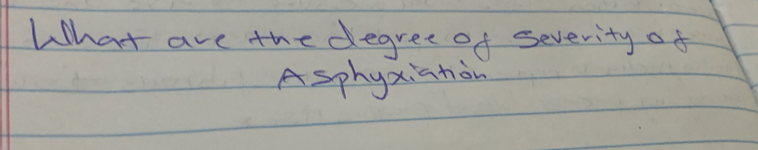 What are the degree of severity of 
Asphyxiahon