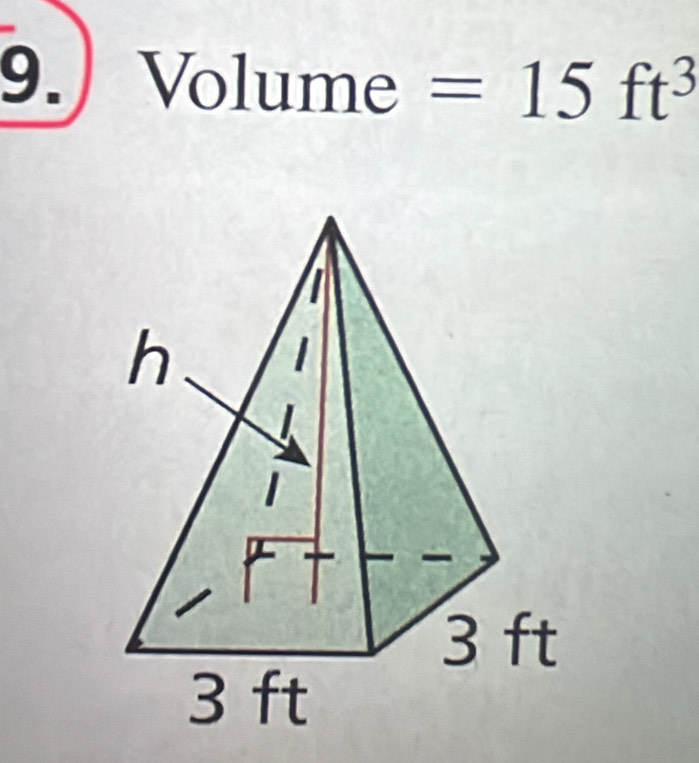 Volume =15ft^3