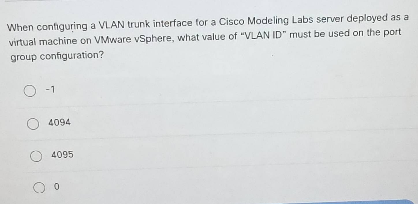 Solved: When configuring a VLAN trunk interface for a Cisco Modeling ...