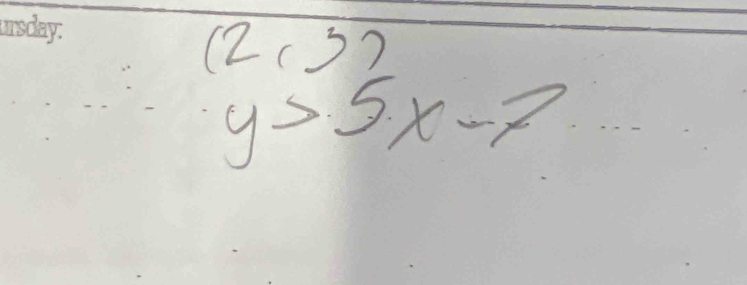 (2,3)
y>5x-7