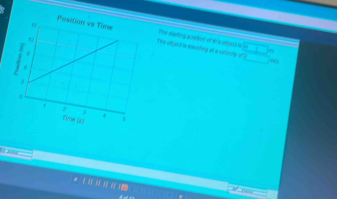 Position vs Time 
The stating position of this object is bs m, 
The object is traveling at a velocity of 3
mbs,