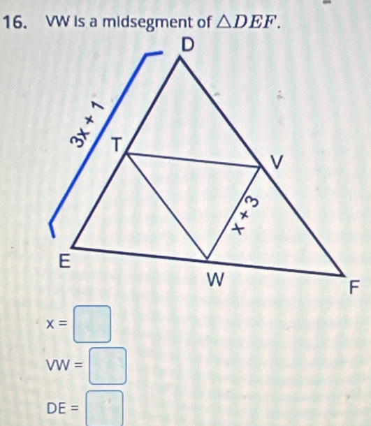 △ DEF.
x=□
VW=□
DE=□