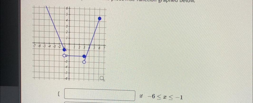 e to w
 □ if -6≤ x≤ -1