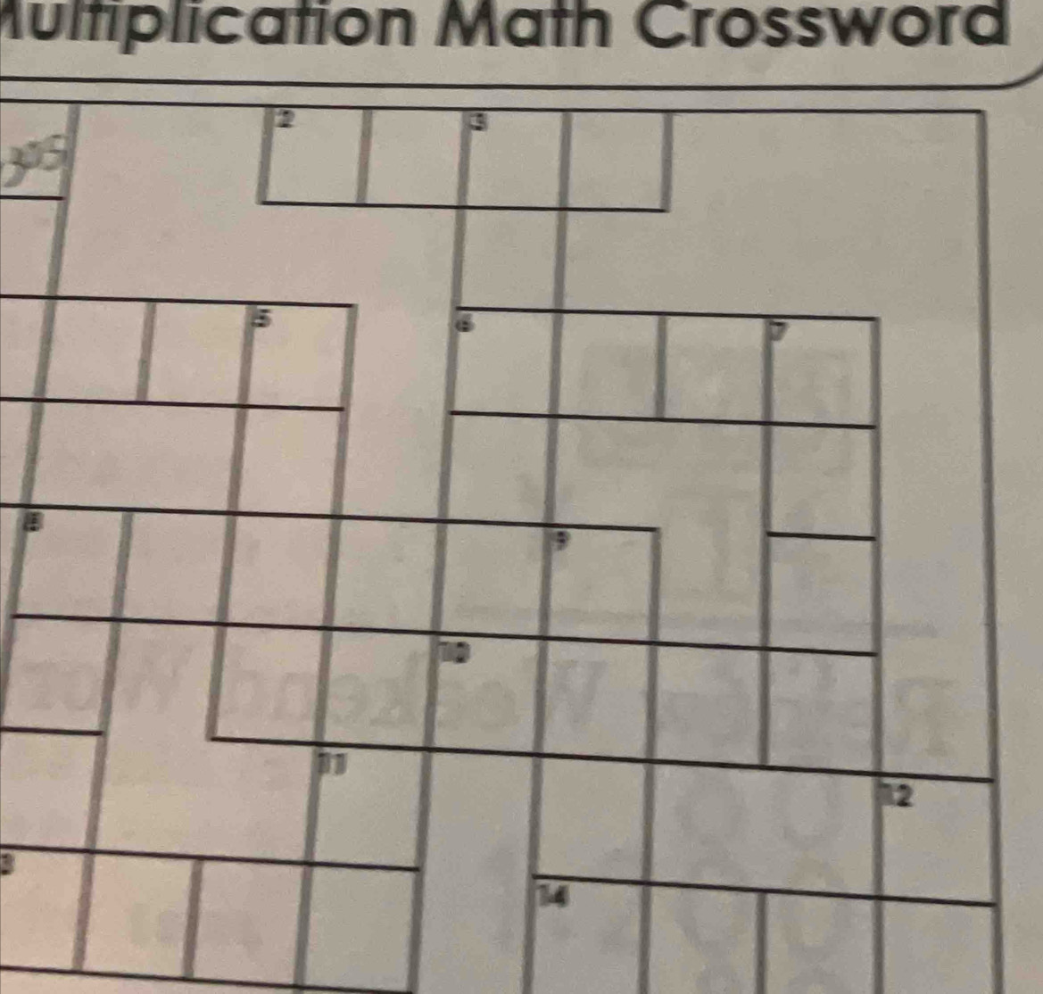 Multiplication Math Crossword