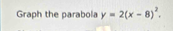 Graph the parabola y=2(x-8)^2.