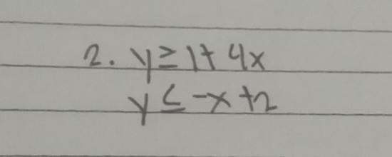 y≥ 1+4x
y≤ -x+2