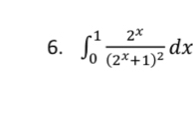 ∈t _0^(1frac 2^x)(2^x+1)^2dx