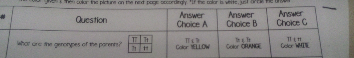 or given ε then color the picture on the next page accordingly. "If the color is white, just circle the answer.