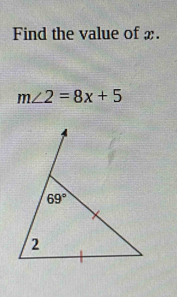 Find the value of x.
m∠ 2=8x+5