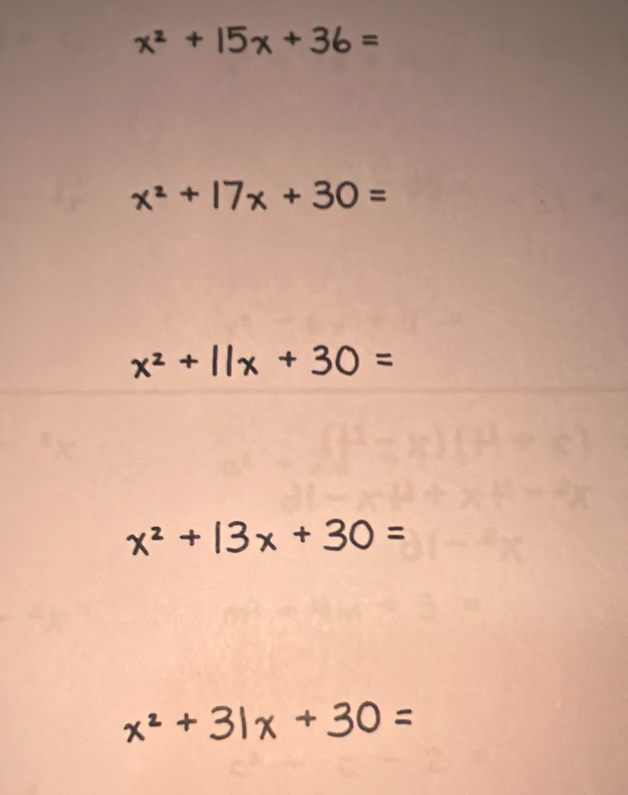 x² + 17x + 30 =