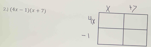 2.) (4x-1)(x+7)