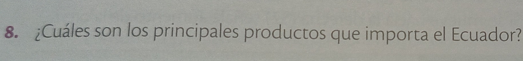 ¿Cuáles son los principales productos que importa el Ecuador?