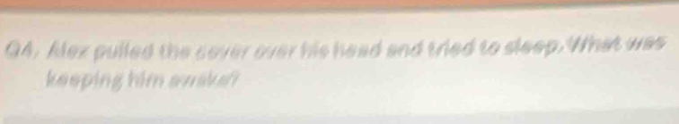 Alex pulled the sover over his head and tried to sleep. What was 
keeping him awske?