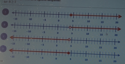 4x-9 > 7
1020
5
5
D