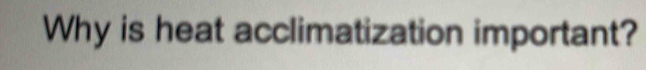 Why is heat acclimatization important?