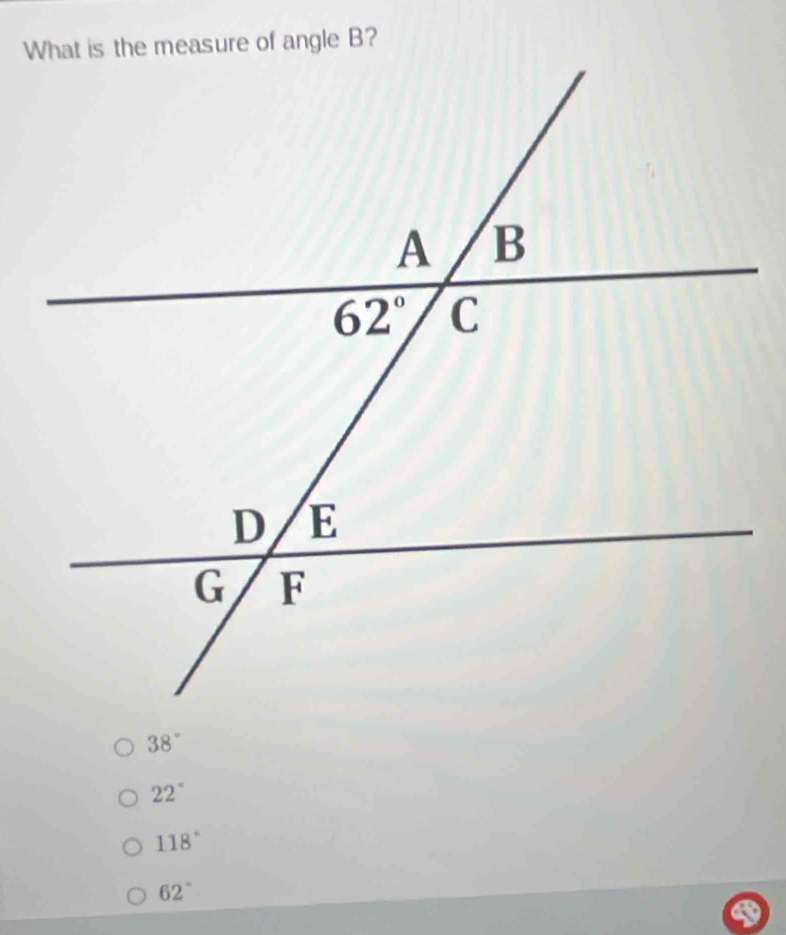 38°
22°
118°
62°