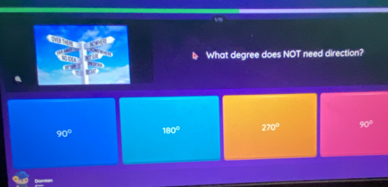 “ ionce
NO IDEA 1 What degree does NOT need direction?
”
270°
90°
90°
180°
Damian