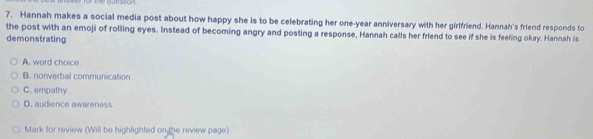 Solved: Hannah makes a social media post about how happy she is to be ...