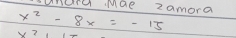 Lunud Mae 2amora
x^2-8x=-15
x^2,