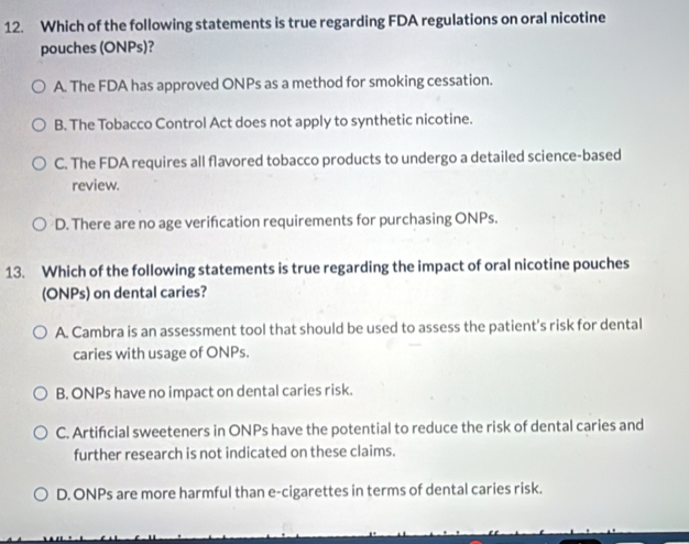 Solved: Which of the following statements is true regarding FDA ...