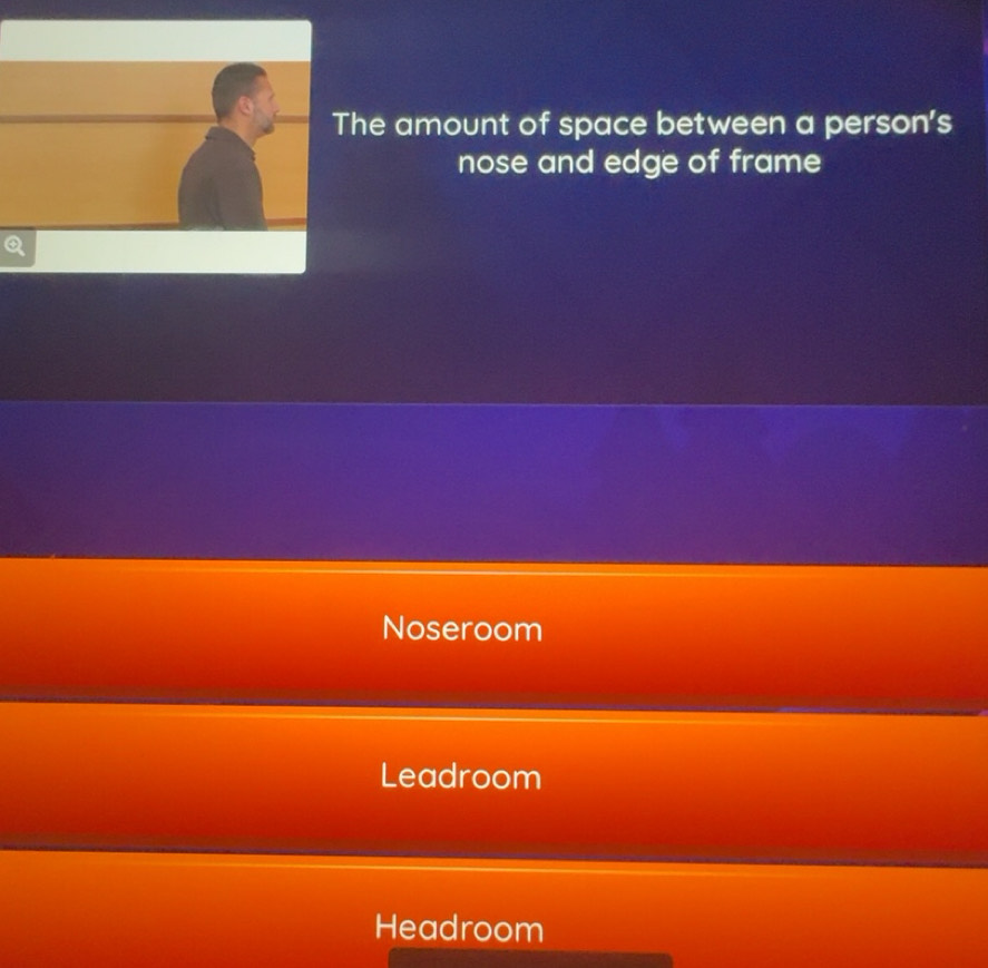 Solved: he amount of space between a person's nose and edge of frame ...
