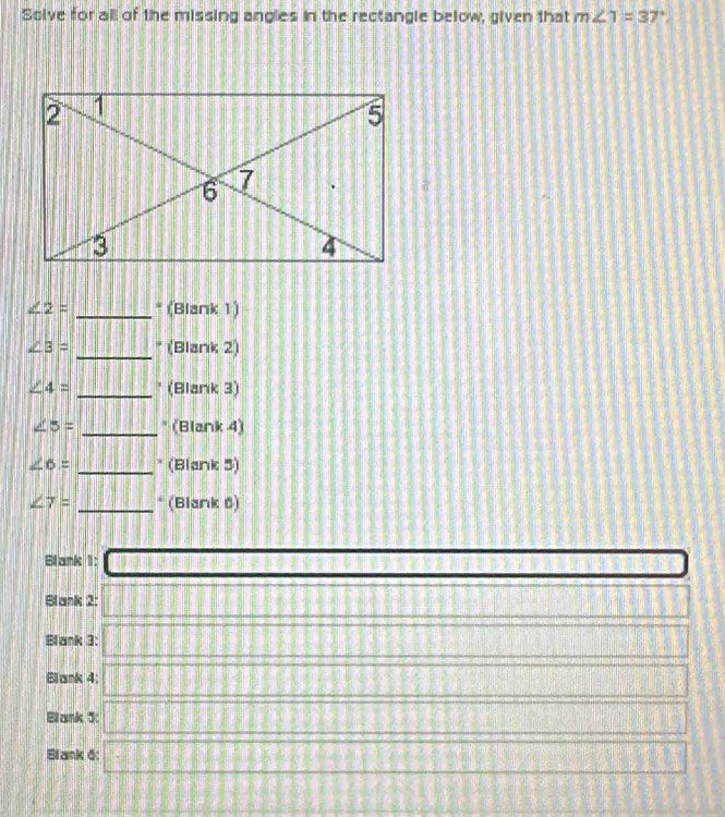 Solved: Solve for all of the missing angles in the rectangle below ...