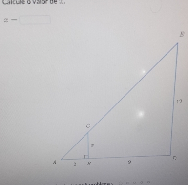 Calcule o valor de o.
x= □ 
C uroblamas