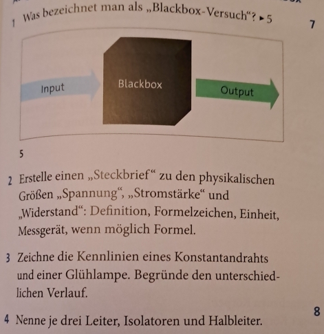 Solved: Was bezeichnet man als „Blackbox-Versuch“? 5 7 5 2 Erstelle ...