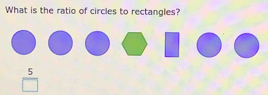 What is the ratio of circles to rectangles?
 5/□  