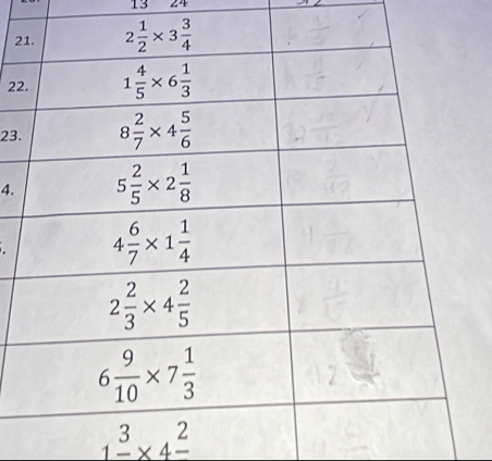 1. 24
2
22
23.
4.
1frac 3* 4frac 2