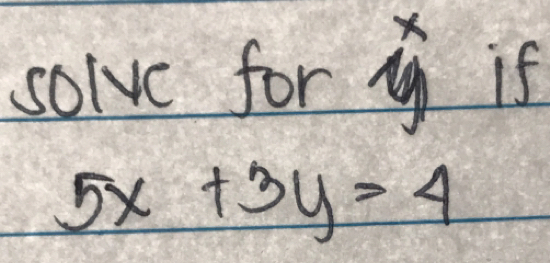 solve for y is
5x+3y=4